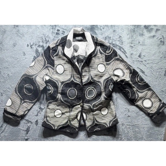Khangura Jackets & Blazers - Khangura 90's Womens Tapestry Jacket Black, Gray, White Geometric Design. Sz. L
